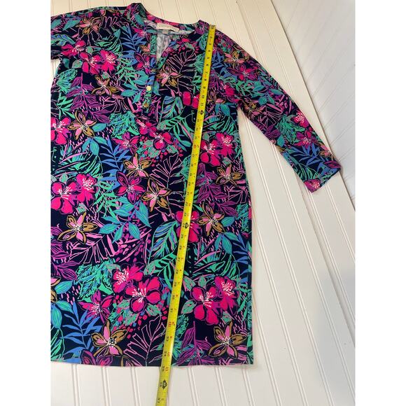 NWOT PAPPAGALLO Multicolored Floral Print Mini Shift Dress Long Sleeve Size S - Picture 4 of 8